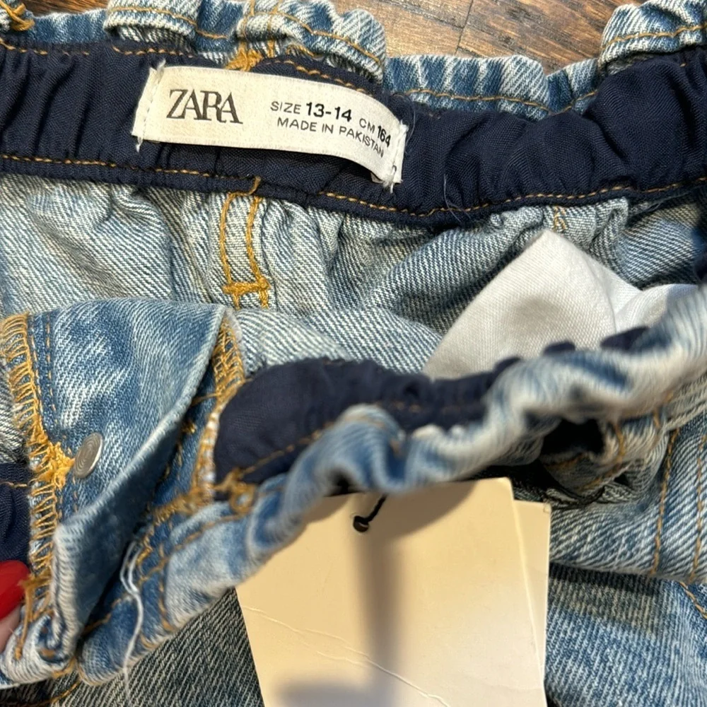Zara girl paperbag denim skirt NWT